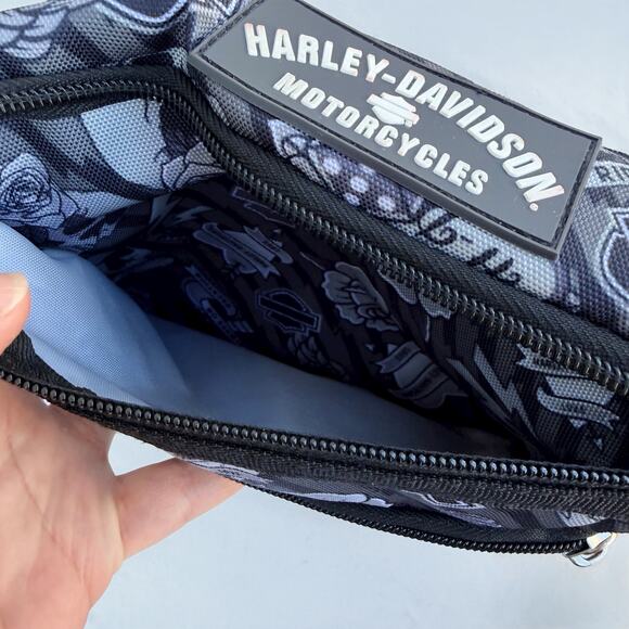 Harley-Davidson Gray Tattoo Crossbody Sling Bag X-body Purse Pouch Punk 99616 - Picture 6 of 8
